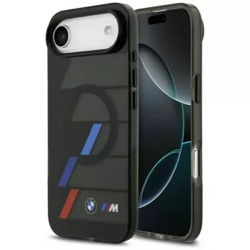 BMW M IML metāla pogu trīskrāsu līniju MagSafe apvalks Apple iPhone Air, melns