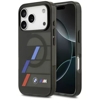 BMW M IML Metal Buttons Tricolor Lines MagSafe apvalks iPhone 17 Pro Black
