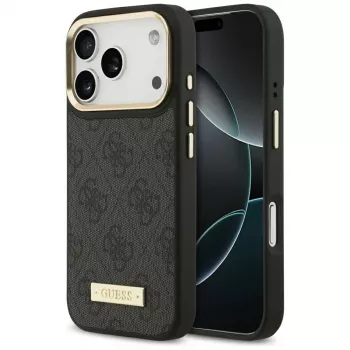 Guess 4G Logo Plate Macīgais Vāciņš Apple iPhone 15 Pro, Melns