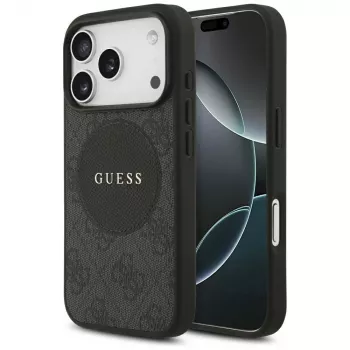 Guess 4G Circle Classic Logo Maciešu korpuss iPhone 17 Pro (Melns)