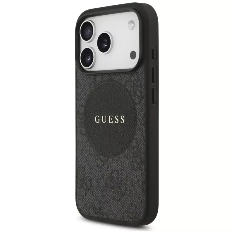 Guess 4G Circle Classic Logo Maciešu korpuss iPhone 17 Pro (Melns)