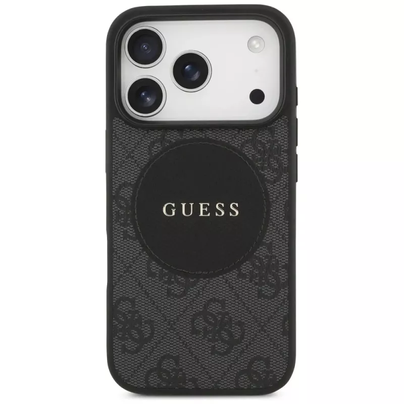 Guess 4G Circle Classic Logo Maciešu korpuss iPhone 17 Pro (Melns)