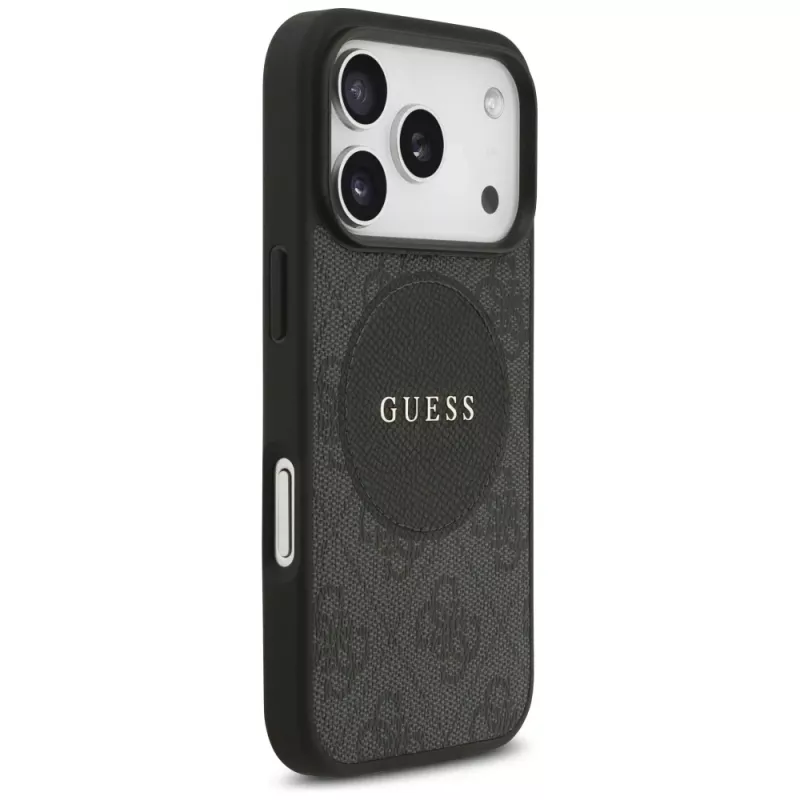 Guess 4G Circle Classic Logo Maciešu korpuss iPhone 17 Pro (Melns)
