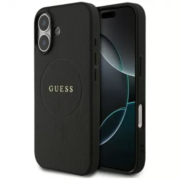 Guess Grained Ring MagSafe Case for iPhone 17 - Black
