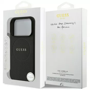Guess Grained Ring MagSafe Case for iPhone 17 Pro (Black)