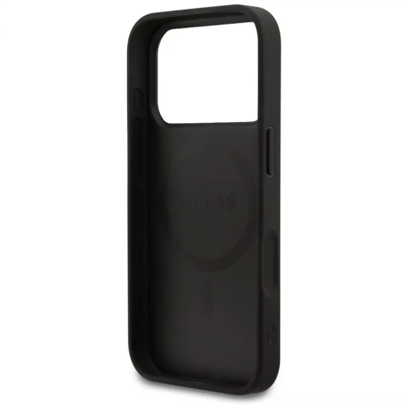 Guess Grained Ring MagSafe Case for iPhone 17 Pro (Black)