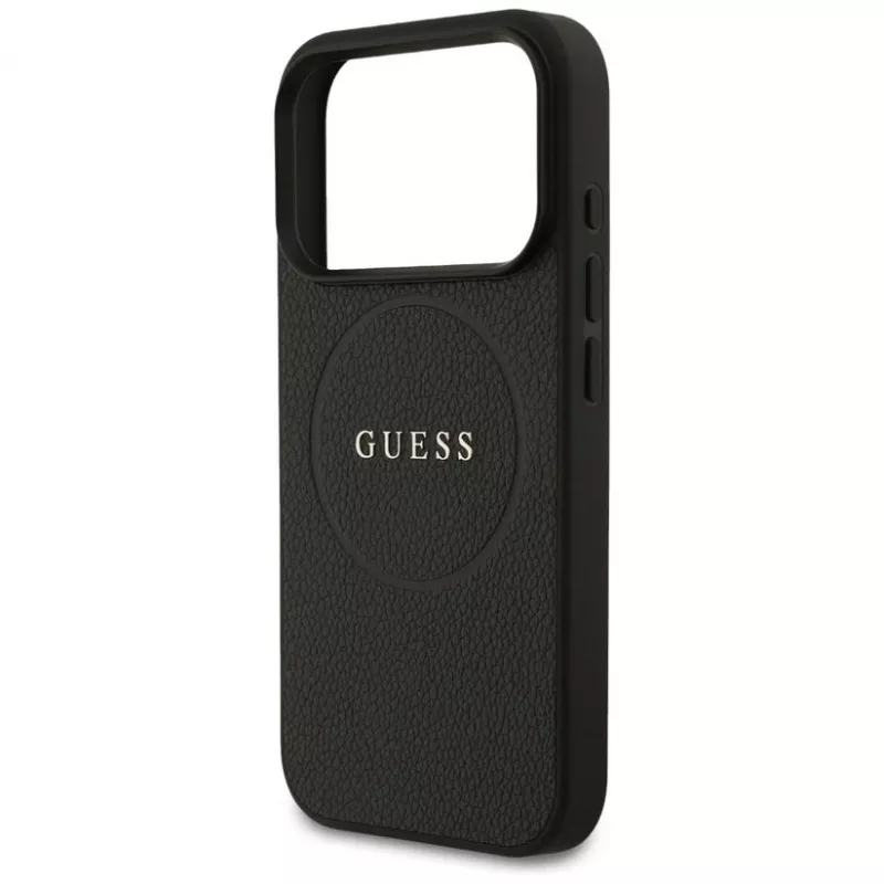 Guess Grained Ring MagSafe Case for iPhone 17 Pro (Black)