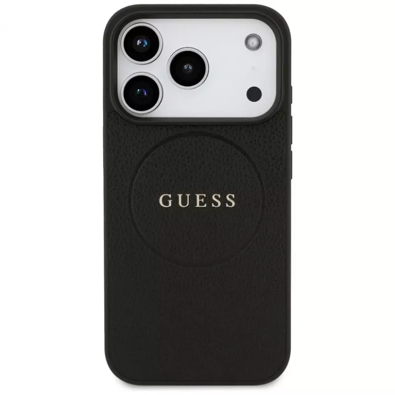 Guess Grained Ring MagSafe Case for iPhone 17 Pro (Black)