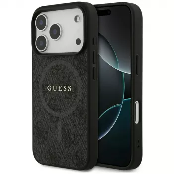 Guess 4G Ring Classic Logo Macīgais MacSafe Macītis iPhone 17 Pro (Melns)