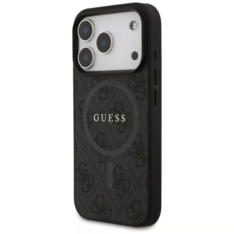 Guess 4G Ring Classic Logo Macīgais MacSafe Macītis iPhone 17 Pro (Melns)