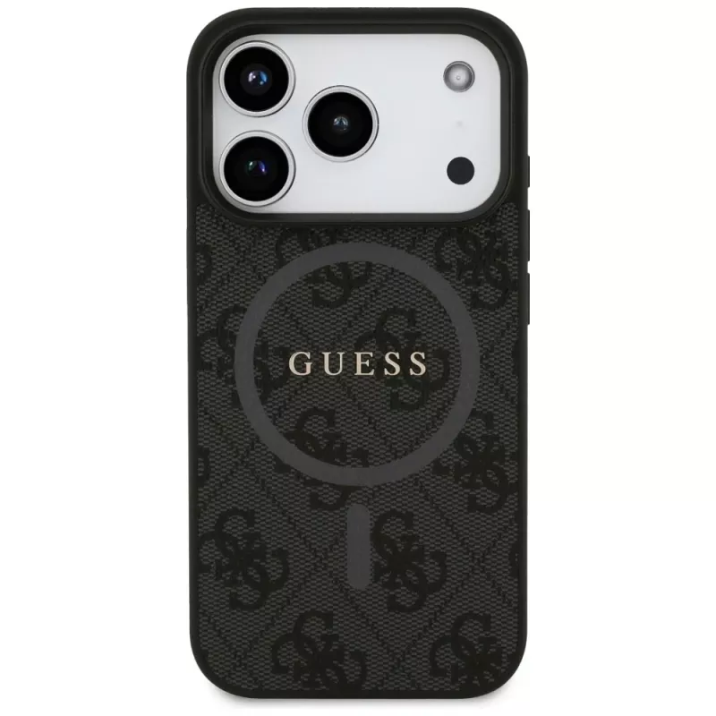 Guess 4G Ring Classic Logo Macīgais MacSafe Macītis iPhone 17 Pro (Melns)