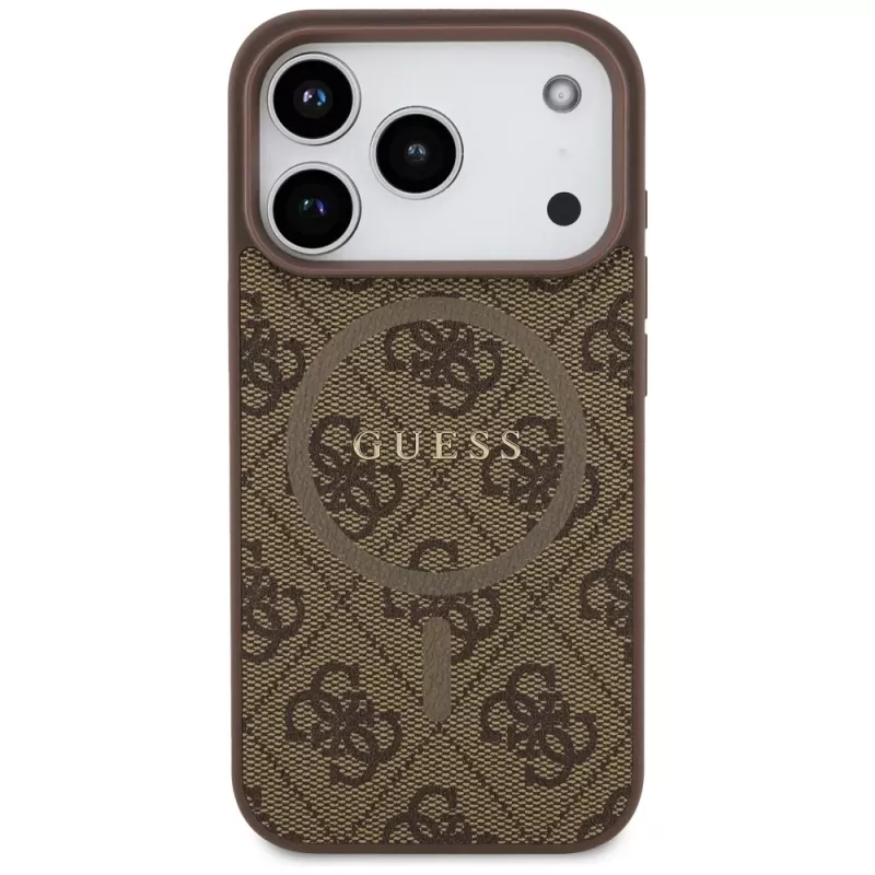 Guess 4G Ring Classic Logo MagSafe Back Cover Apple iPhone 17 Pro, Brūns