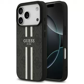 Guess 4G Printed Stripes MacSafe Macīgs Vāciņš iPhone 17 Pro (Melns)