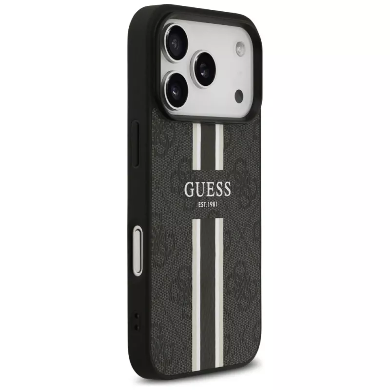 Guess 4G Printed Stripes MacSafe Macīgs Vāciņš iPhone 17 Pro (Melns)