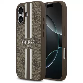 Guess 4G Printed Stripes MagSafe apvalks iPhone 17 (brūns)