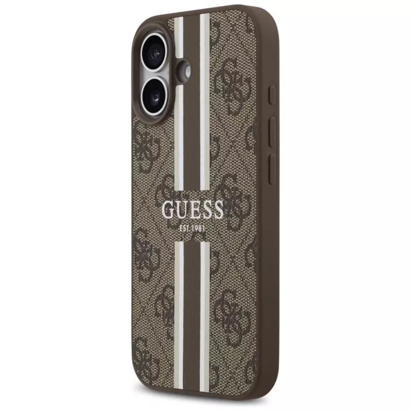 Guess 4G Printed Stripes MagSafe apvalks iPhone 17 (brūns)