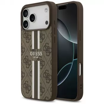 Guess 4G Printed Stripes MacSafe Macītis iPhone 17 Pro Max (Brūns)