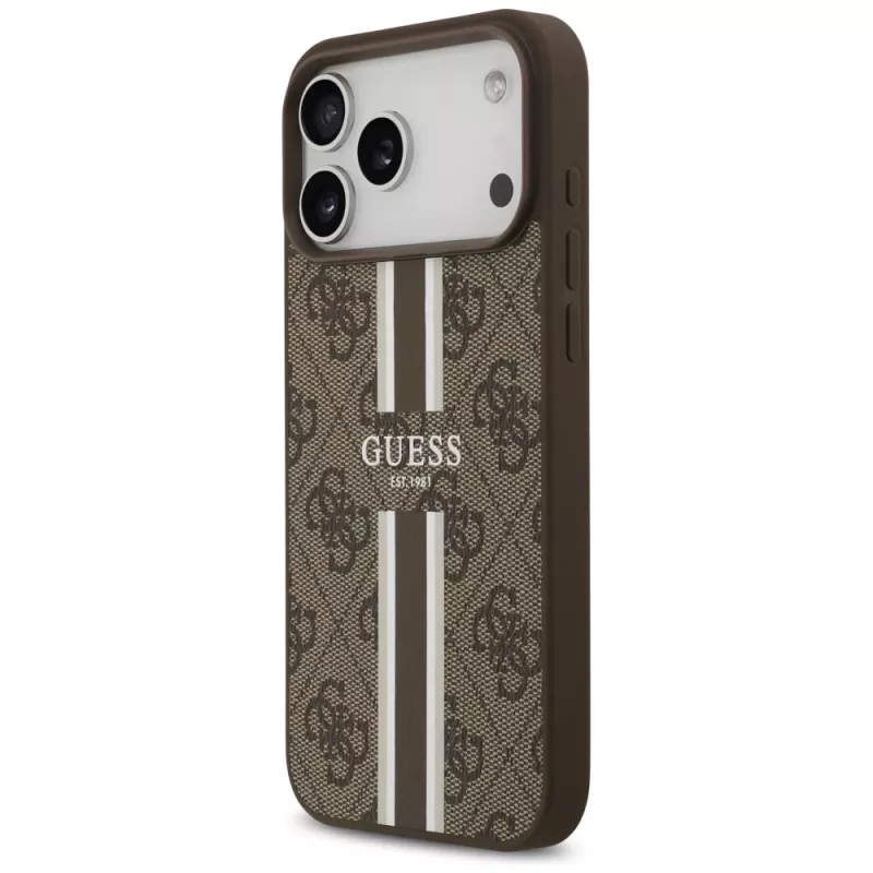 Guess 4G Printed Stripes MacSafe Macītis iPhone 17 Pro Max (Brūns)