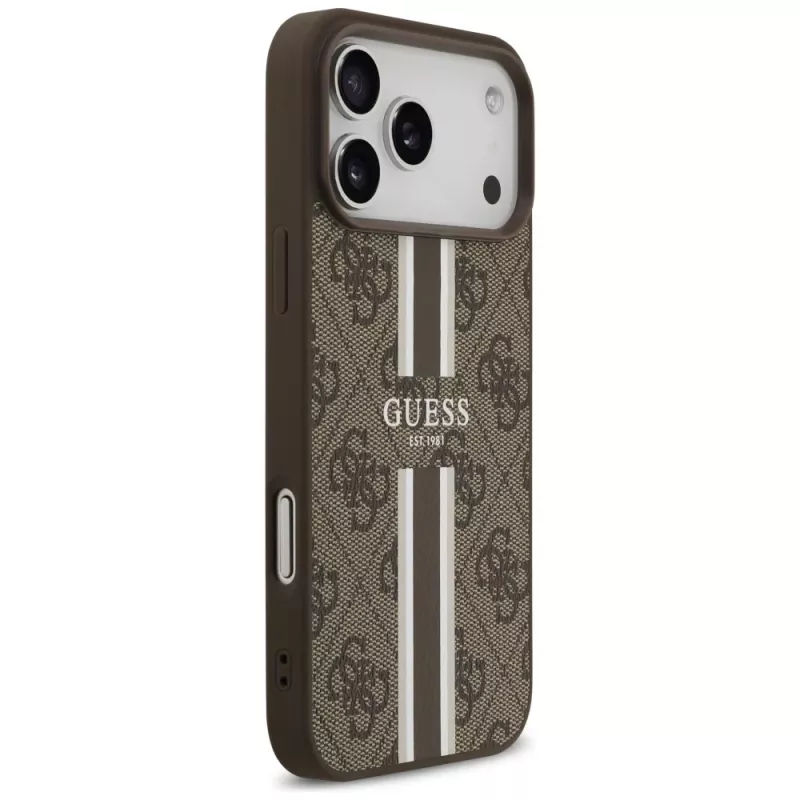 Guess 4G Printed Stripes MacSafe Macītis iPhone 17 Pro Max (Brūns)