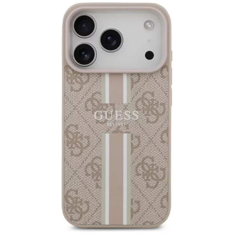 Guess 4G Printed Stripes MagSafe Case for iPhone 17 Pro (Rozā)