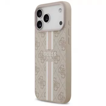 Guess 4G Printed Stripes MagSafe Case iPhone 17 Pro Max (Rozā)