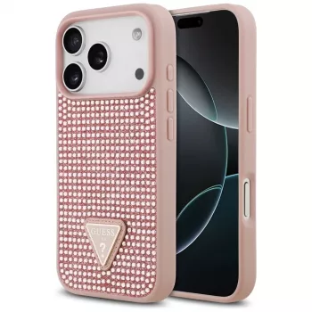 Guess Rhinestone Triangle Logo Maciņš iPhone 17 Pro Rozā