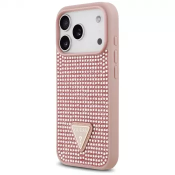 Guess Rhinestone Triangle Logo Maciņš iPhone 17 Pro Rozā