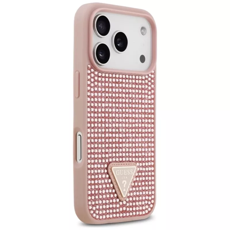 Guess Rhinestone Triangle Logo Maciņš iPhone 17 Pro Rozā