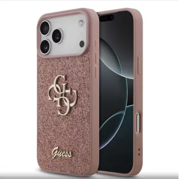 Guess Fixed Glitter Big 4G Maciņš iPhone 17 Pro Max (Rozā)