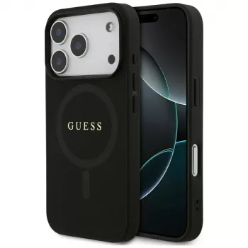 Guess Saffiano Classic Logo Macītis iPhone 17 Pro, Melns
