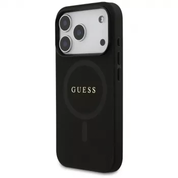 Guess Saffiano Classic Logo Macītis iPhone 17 Pro, Melns