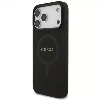 Guess Saffiano Classic Logo Macīgais Vāciņš iPhone 17 Pro Max Melns