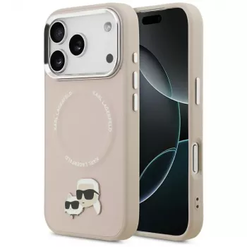 Karl Lagerfeld Karl & Choupette Pins MacSafe Vāciņš iPhone 17 Pro Rozā