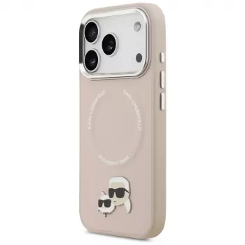 Karl Lagerfeld Karl & Choupette Pins MacSafe Vāciņš iPhone 17 Pro Rozā
