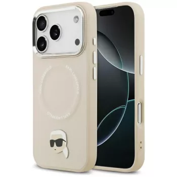 KARL LAGERFELD Karl Pin MagSafe Back Cover Apple iPhone 15 Pro Max, bēšs