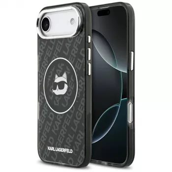 Karl Lagerfeld IML Choupette Head Logo MagSafe vāciņš Apple iPhone Air - melns