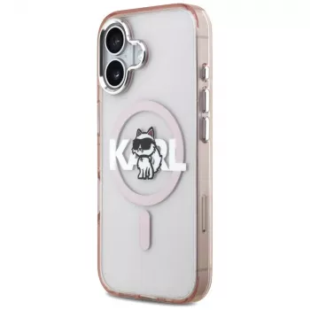 Karl Lagerfeld IML Choupette Sketch Logo MacSafe Macītis iPhone 17, Rozā