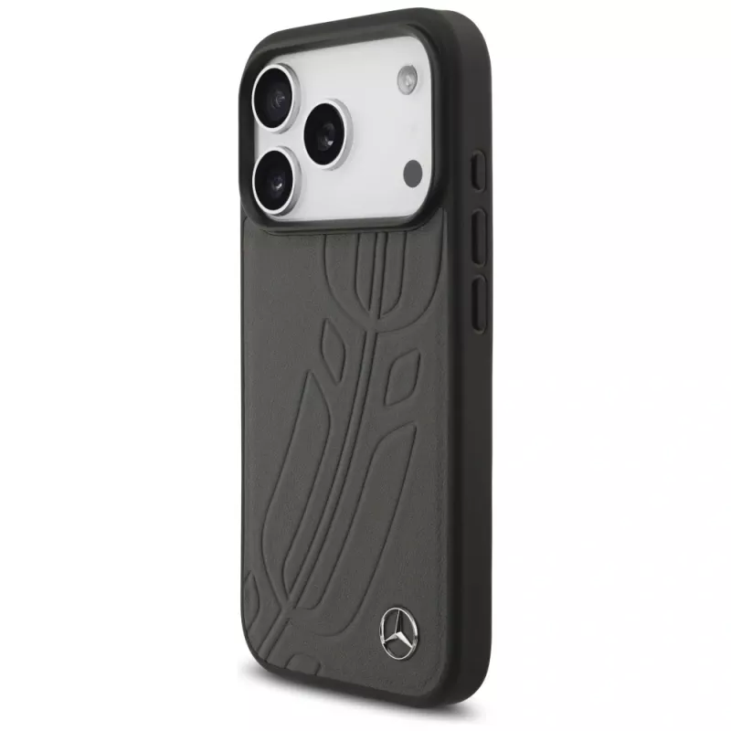 Mercedes ādas lielais lauru lapas MagSafe maciņš iPhone 17 Pro antracīta