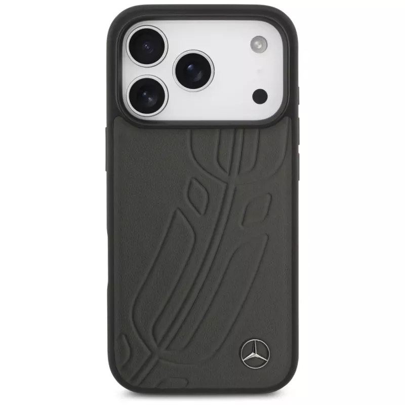 Mercedes ādas lielais lauru lapas MagSafe maciņš iPhone 17 Pro antracīta