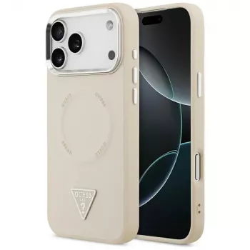 Guess Triangle Logo MagSafe apvalks ar magnētisko stiprinājumu Apple iPhone 17 Pro - bēšā krāsā