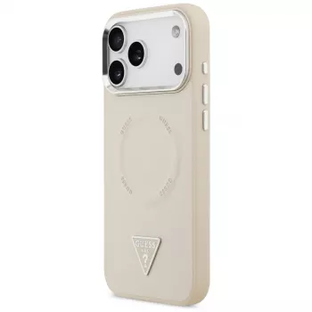 Guess Triangle Logo MagSafe apvalks ar magnētisko stiprinājumu Apple iPhone 17 Pro - bēšā krāsā