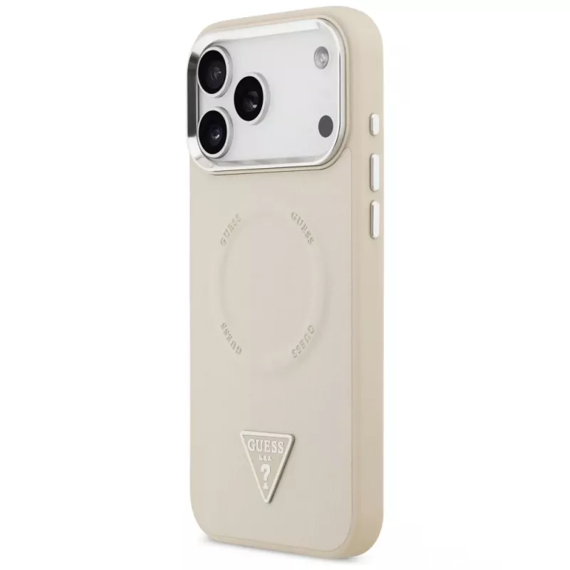 Guess Triangle Logo MagSafe apvalks ar magnētisko stiprinājumu Apple iPhone 17 Pro - bēšā krāsā