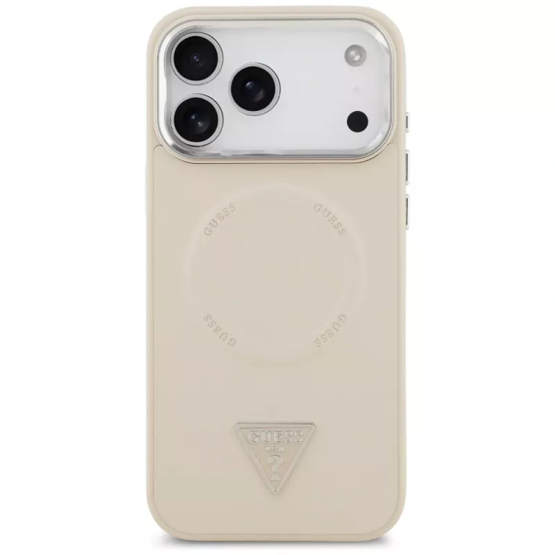 Guess Triangle Logo MagSafe apvalks ar magnētisko stiprinājumu Apple iPhone 17 Pro - bēšā krāsā