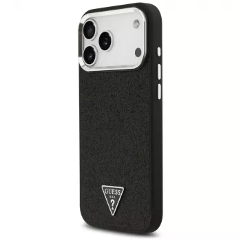 Guess Glitter Triangle Logo MagSafe Case for iPhone 17 Pro Max Black