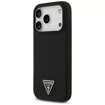 Guess Silicone Triangle Logo MagSafe apvalks iPhone 17 Pro, melns