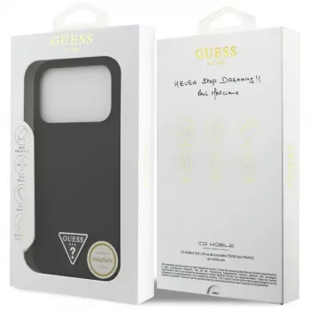 Guess Silicone Triangle Logo Macīgs Macīgs Vāciņš iPhone 17 Pro Max (Melns)