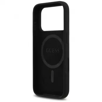 Guess Silicone Triangle Logo Macīgs Macīgs Vāciņš iPhone 17 Pro Max (Melns)