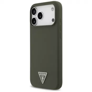 Guess Silicone Triangle Logo Macīgs MacSafe Maciņš iPhone 17 Pro Max (Khaki)