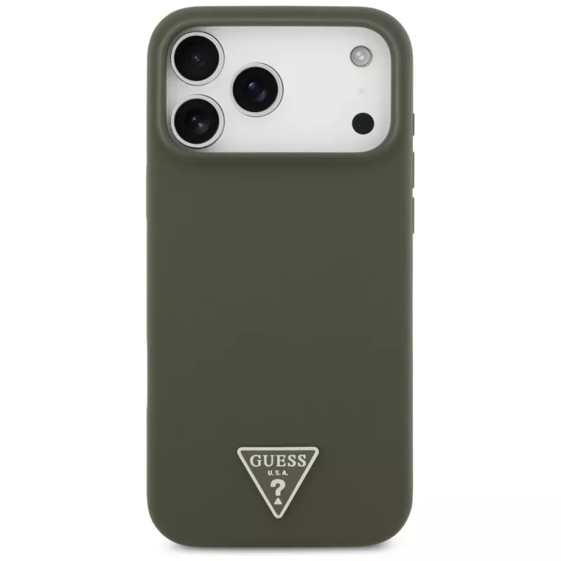 Guess Silicone Triangle Logo Macīgs MacSafe Maciņš iPhone 17 Pro Max (Khaki)