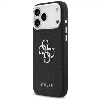 Guess Grained Big 4G Classic Logo Maciņš iPhone 17 Pro Max - Melns